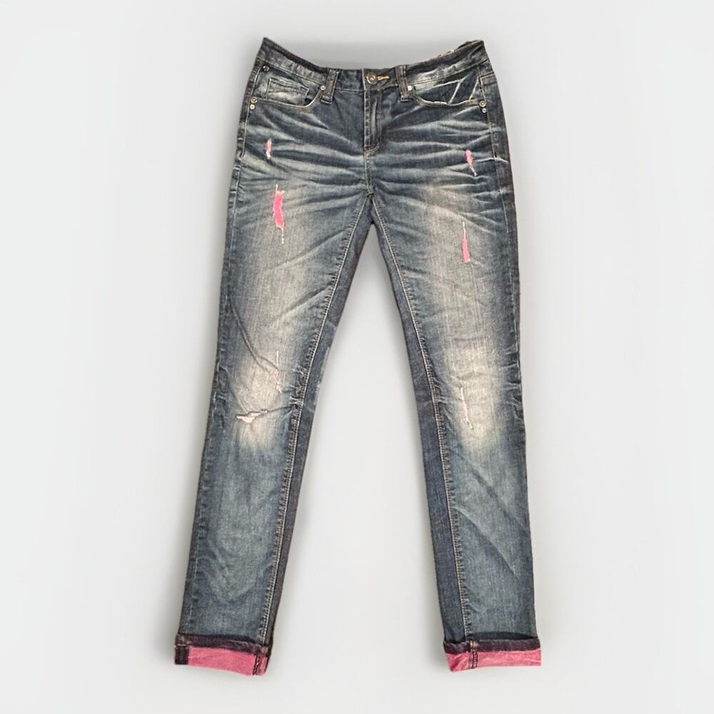 One Green Elephant Kosai Slim Jeans Women's Medium 30x32 Distressed Whiskering